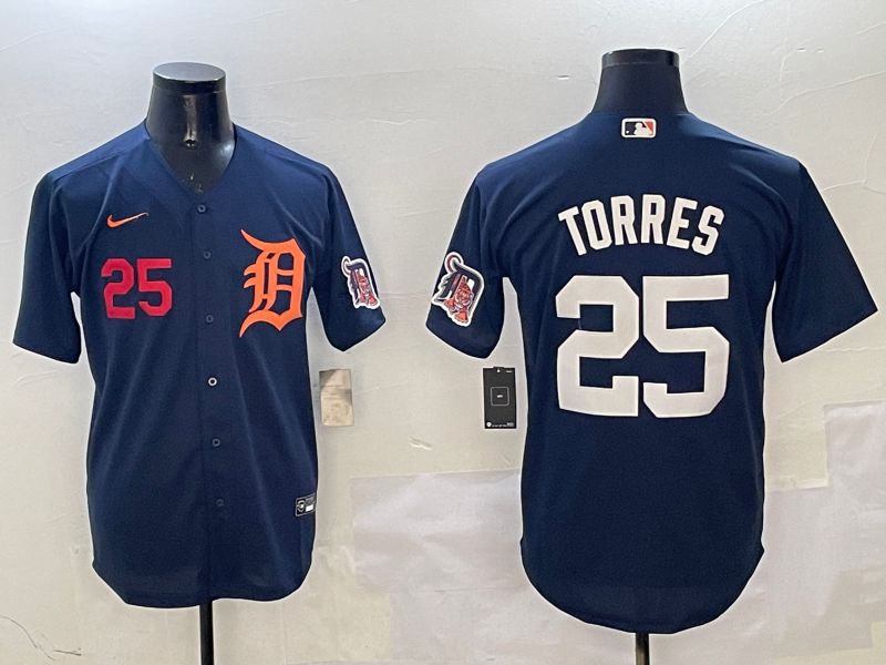 Men Detroit Tigers #25 Torres Drak Blue Game 2025 Nike MLB Jersey style 3123->detroit tigers->MLB Jersey